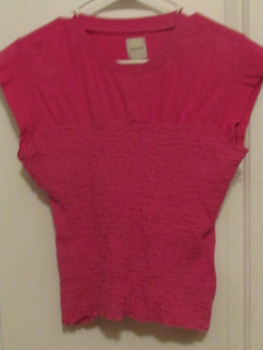 MAEVE ANTHROPOLOGY Hot Pink Textured Smocked TOP Size S